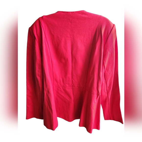 NWT Lane Bryant Red Ponte Zip Long Sleeve Peplum Top Size 24 - Picture 2 of 3